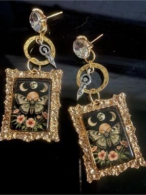 Handcrafted Midnight Moon Garden Earrings